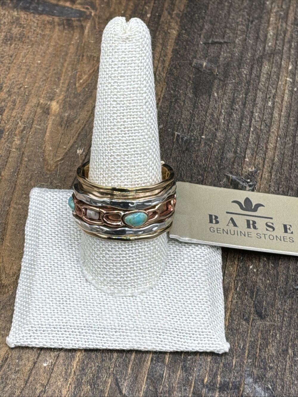 Barse Spinner Ring- Turquoise-African Opal-Multi-Metal- 12-NWT